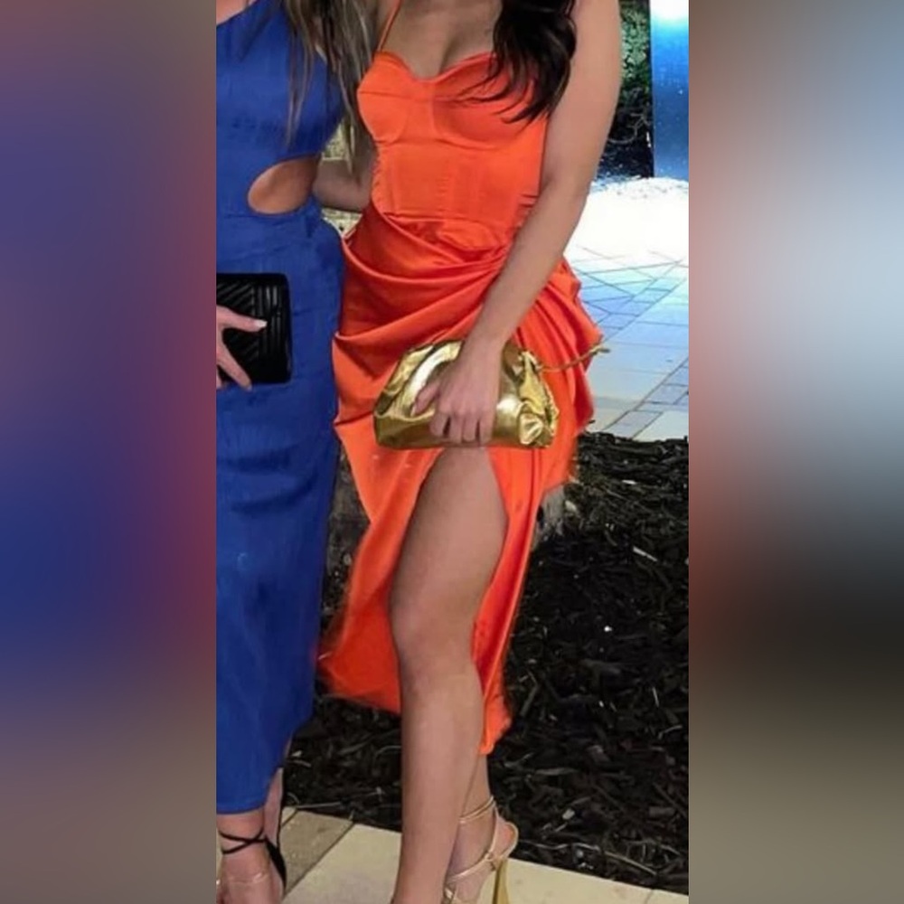 PrettyLittleThing Orange Midi Dress